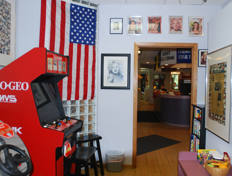 Inside the game room; you can go online, play our games, access your homework via Wi-Fi and even check out what our patients think about us!